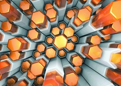 orange hexagons  art hexag