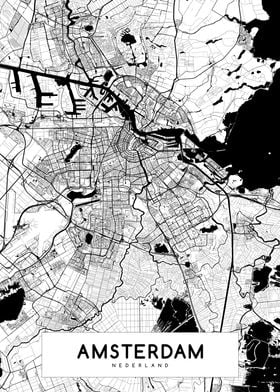 Amsterdam map white