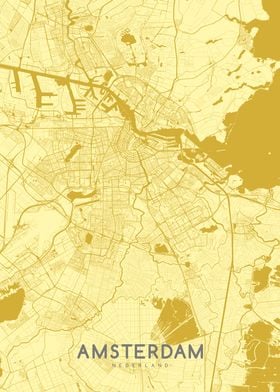 Amsterdam map silvergold