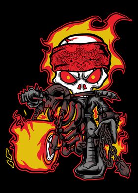 skull rider fire motor bik