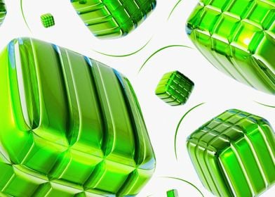 green cubes geometric shap