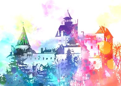 Bran Castle Watercolor