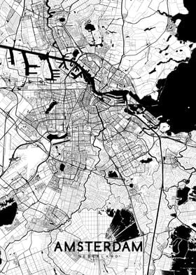 Amsterdam map white