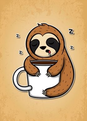 Tired Sloth Hugs Coffee