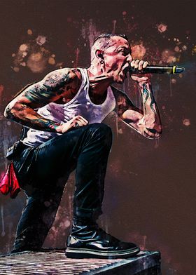 Adesivi da parete in vinile prespaziato Chester Bennington - Linkin Park