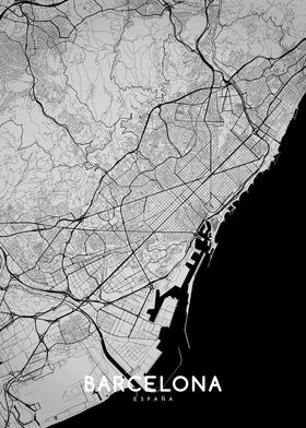 Barcelona map BW