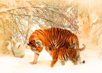 Tigers in the Snow