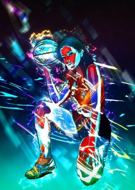 Polyart basketball woman