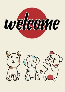 welcome poster cute dogs