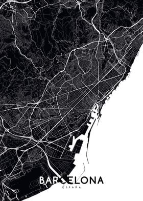 Barcelona map black