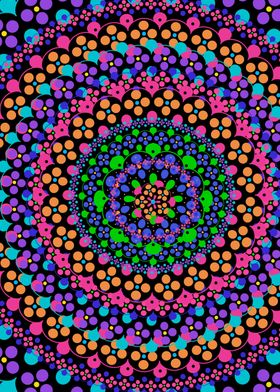 rainbow mandala on black