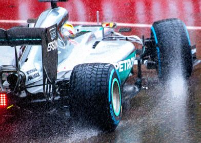 Lewis Hamilton in the rain