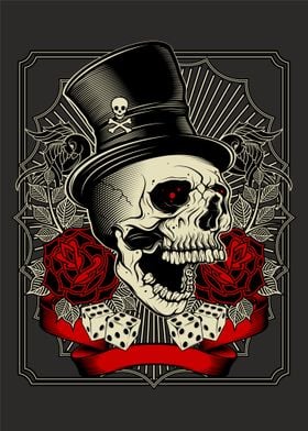 a skull wearing a magician