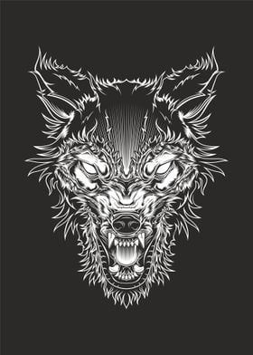 head ferocious wolf