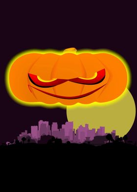 Evil Pumpkin Over The City