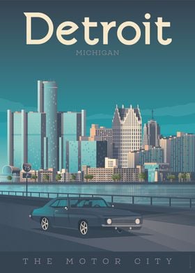 Detroit Travel Poster