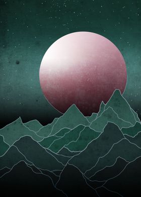 Mountains and moon