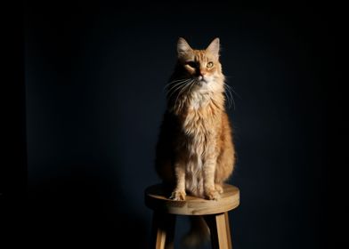 brown cat wooden chair