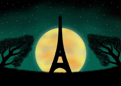 Eiffel Tower and Moon