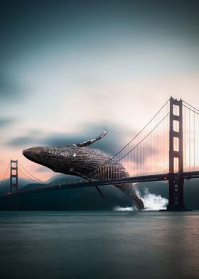 Whale Jumping over bridge