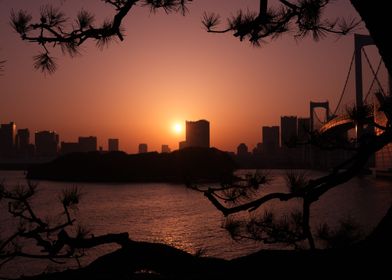 Sunset over Odaiba Tokyo 