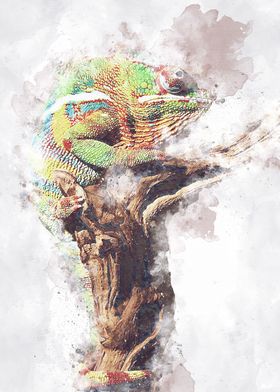 watercolor chameleon 