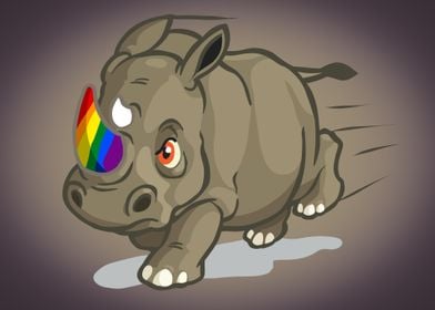 Rhino with lgbt flag