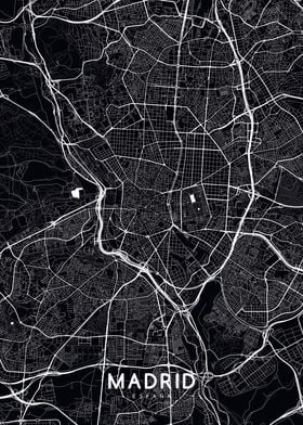 Madrid map black