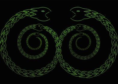 Green ouroboros snake