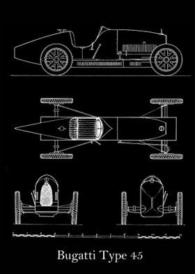 Bugatti Type 45 blueprint