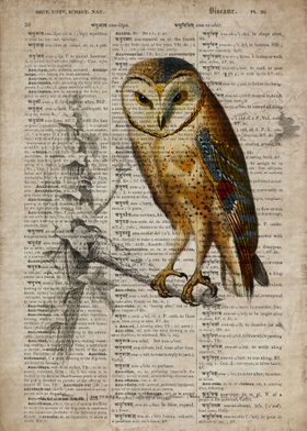 An owl on old paper