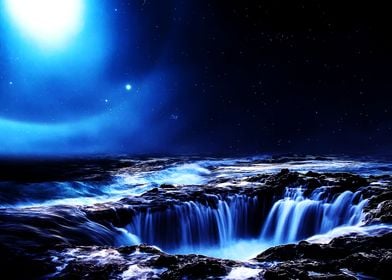 Waterfalls on alien planet