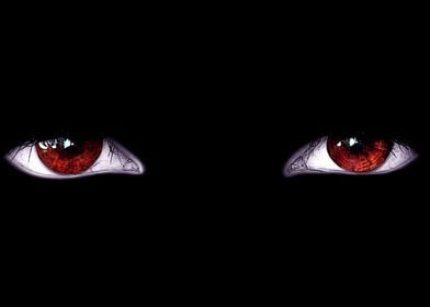 Red eyes on black bg