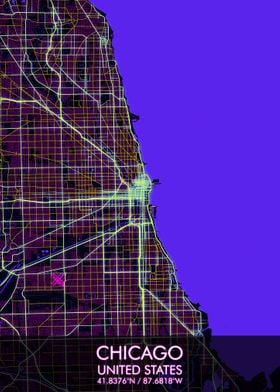 Cyberpunk Chicago City Map