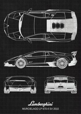 Lamborghini Murcielago LP ' Poster by MICHAEL BRUNS PLATES | Displate