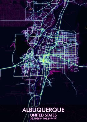 Albuquerque Map Cyberpunk