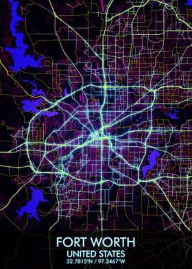 Fort Worth Cyberpunk Map