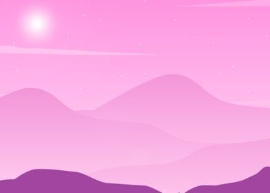 mountain and sky on pink 