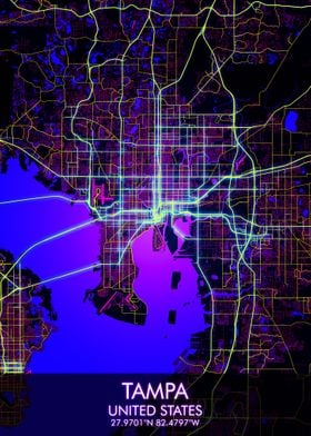 Tampa Night City Map