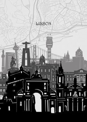 lisbon cityscape map