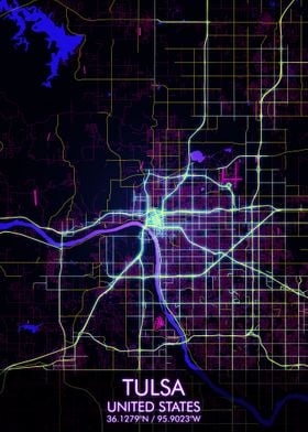 Tulsa City Map Night