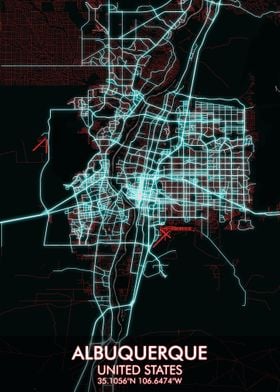 Albuquerque Night City Map