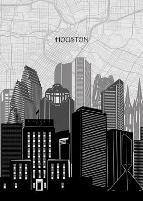 houston cityscape map