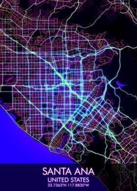 Santa Ana Night City Map