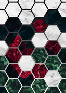 Floral and Marble Hexagons