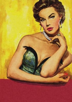 Lady with earings pulp art