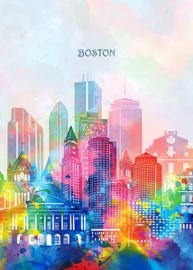 boston cityscape color