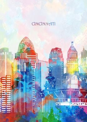 cincinnati cityscape color