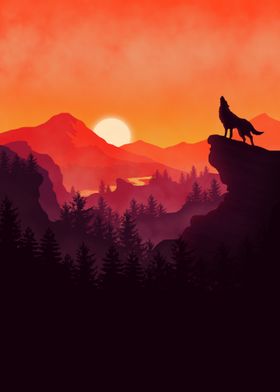 Flat Landscape Wolf