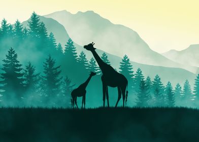 Flat Landscape Giraffe